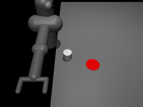Ferro: 7-DOF arm pushing a puck onto a goal
